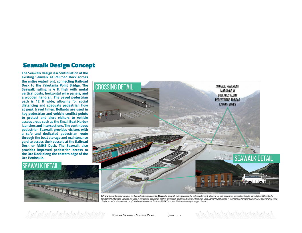 Portfolio page showing Seawalk design concept and coastal transportation interface