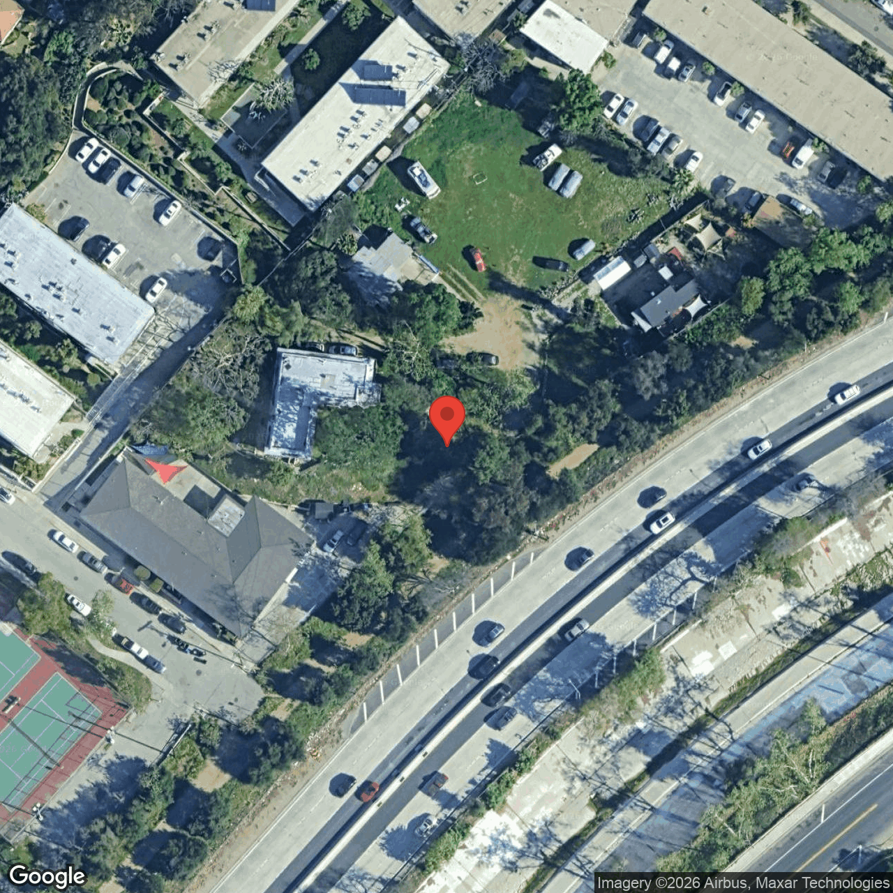 Existing-conditions aerial of HCM-482 Arthur S. Bent House parcel in Highland Park, showing the 1907 mansion and its 1.46-acre garden lot.