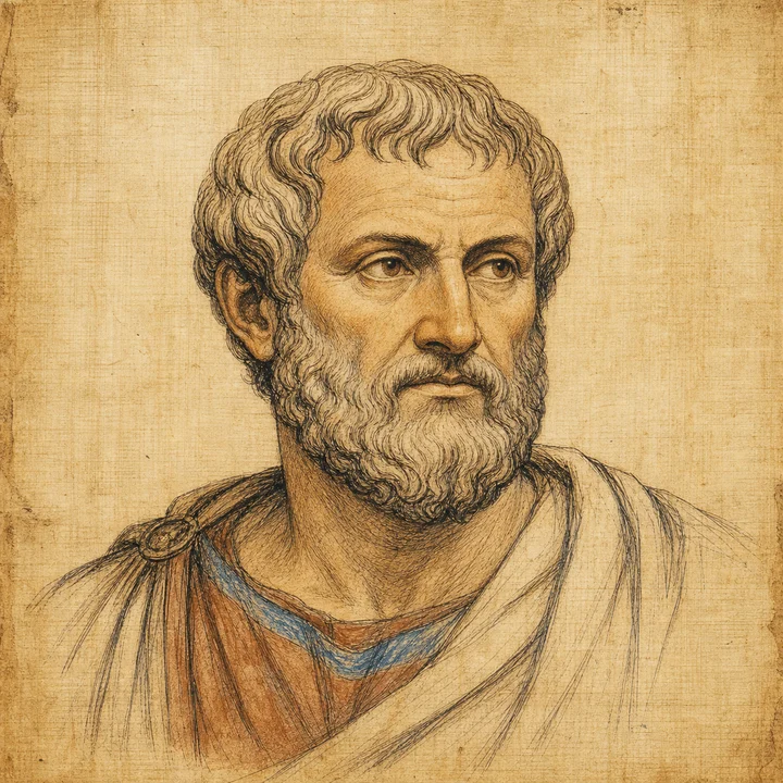 AI-generated drawing portrait of Aristotle